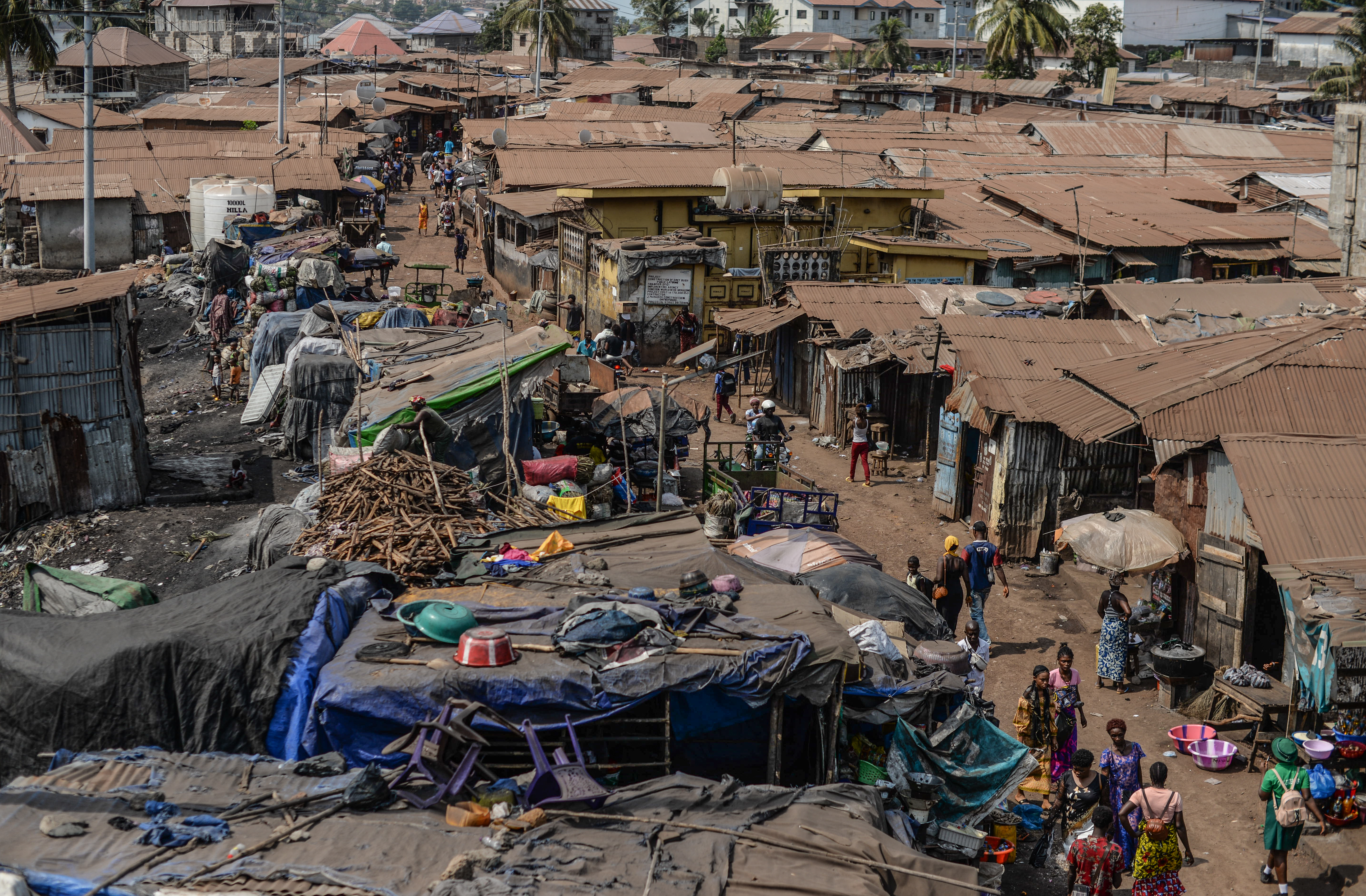 A view of Congo Town neighborhood in Freetown, Sierra Leone, January 15, 2025. CRA/Olivia Acland
