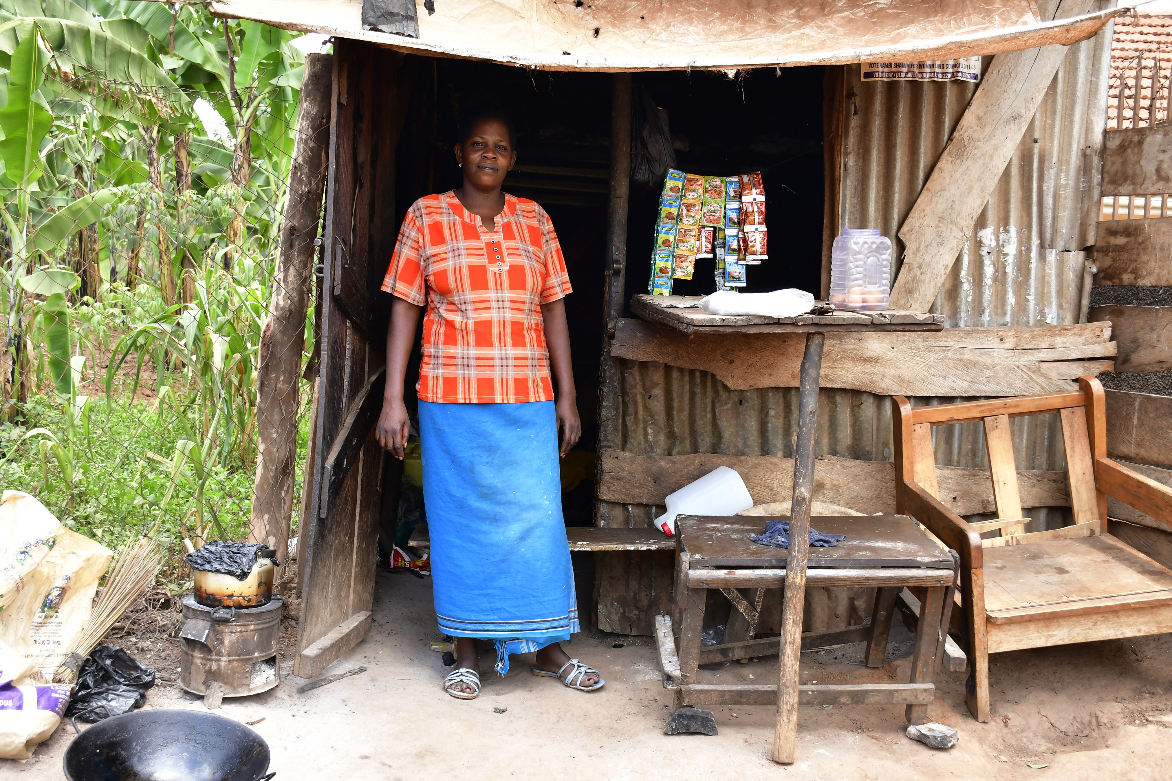 Joanitah Nakibirango at the stand where she sells handmade snacks  in Kanyanya Parish, a suburba of Kampala, Uganda, February 25, 2026. Abubaker Lubowa/HERA