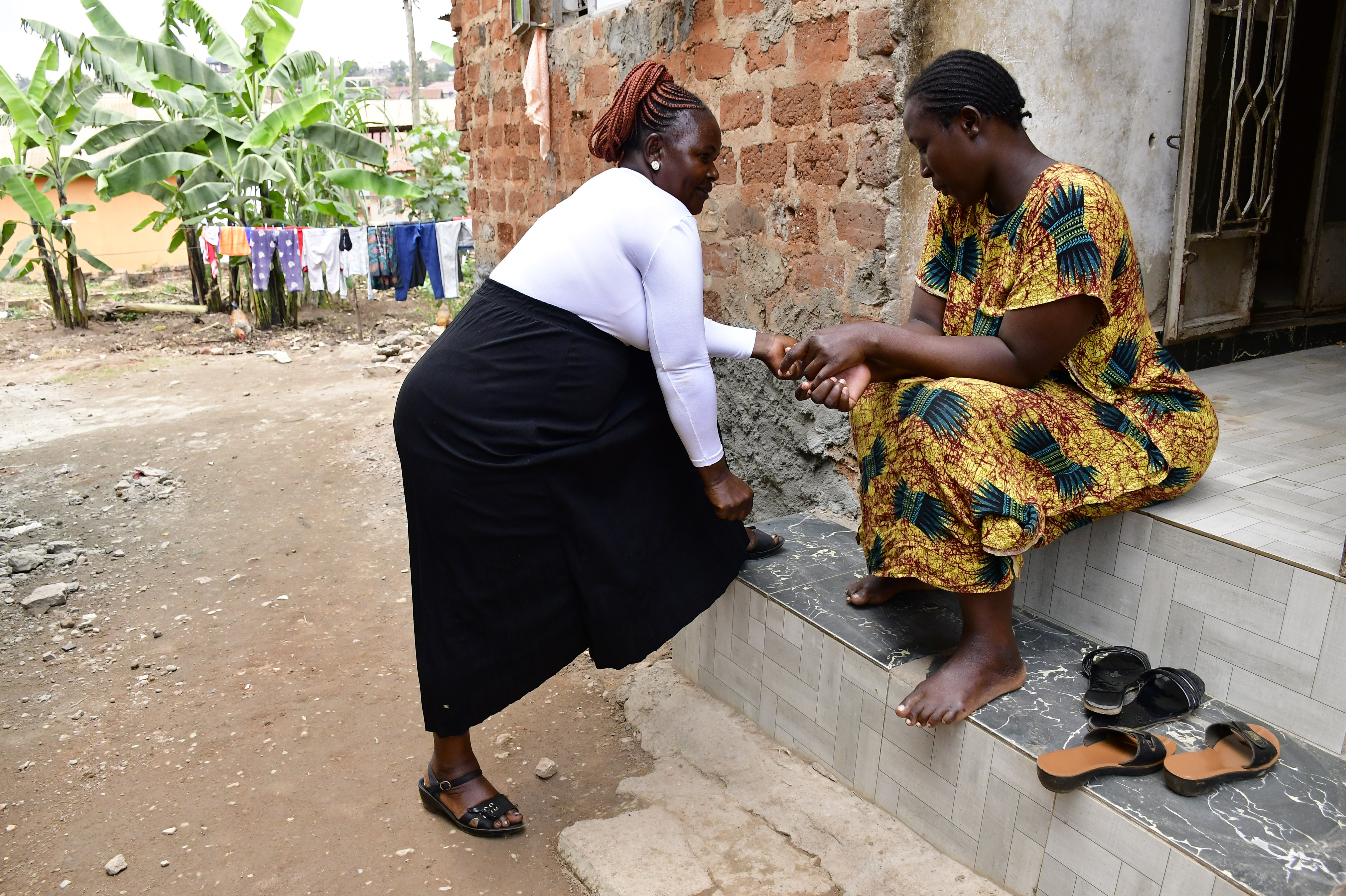 Two women talking